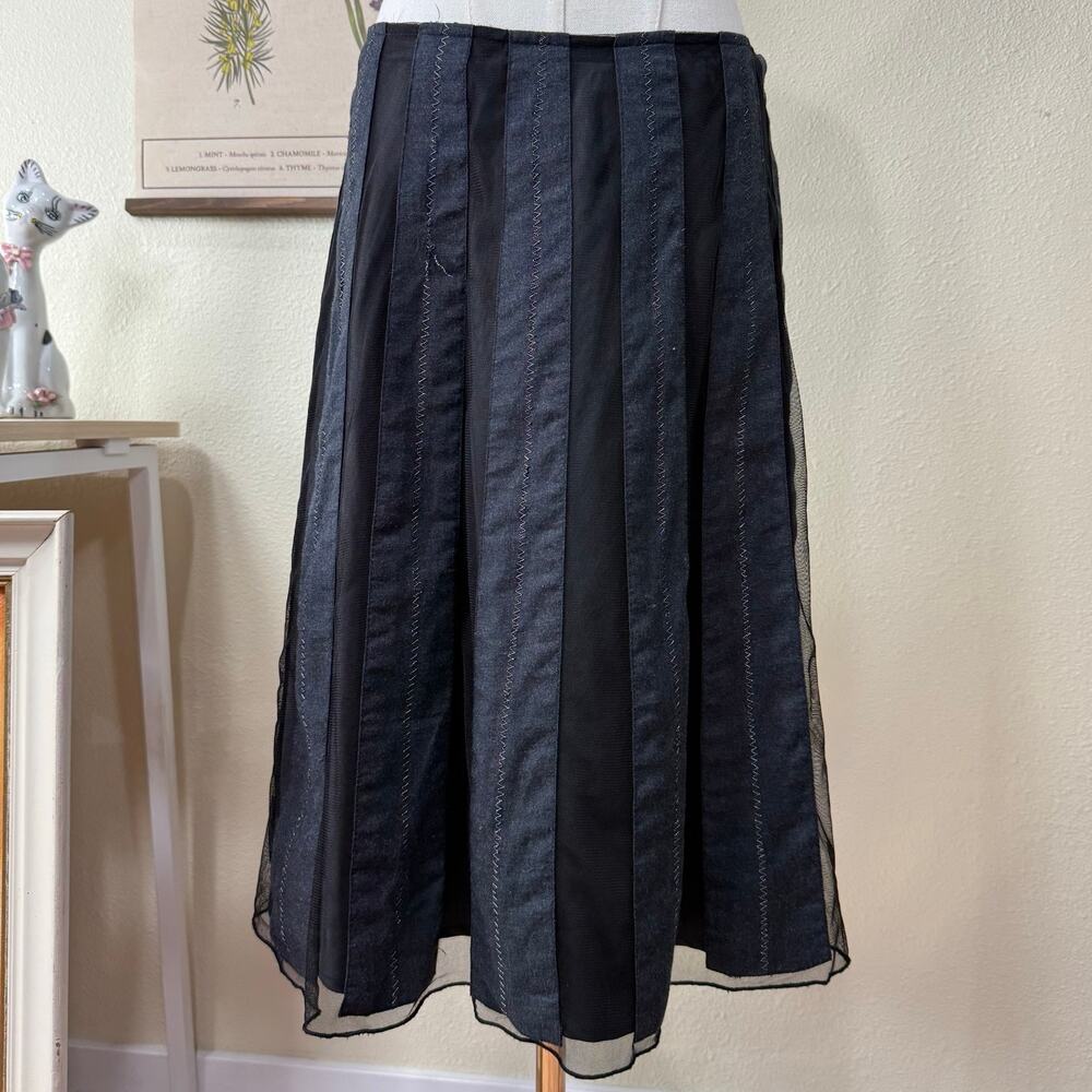 Vtg Y2K Mesh Embroidered Skirt Whimsigoth Visual Kei Romantic Goth Lolita XS S